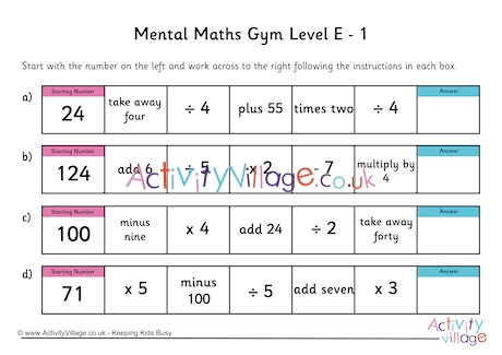Mental Maths Gym Level E Pack 1