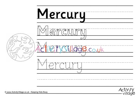 Mercury handwriting worksheet