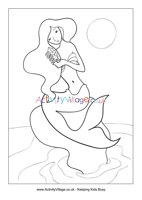 Mermaid colouring page 1