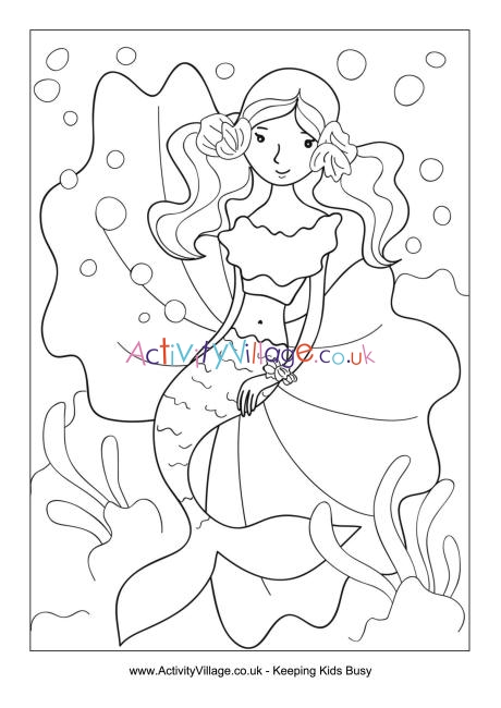 Mermaid colouring page 2