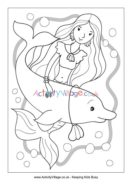 Mermaid colouring page 3