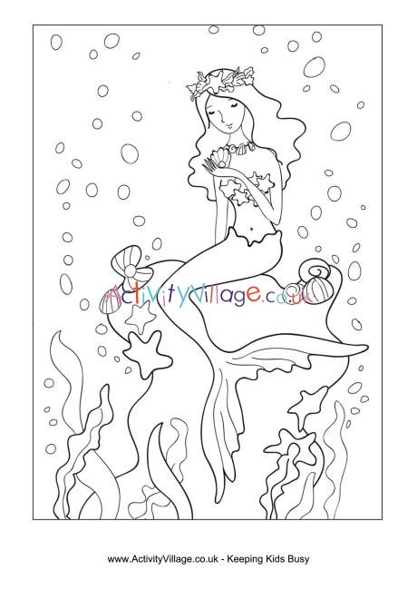 Mermaid colouring page 4