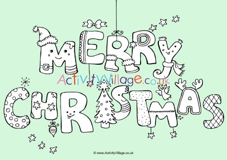 Merry Christmas colour pop colouring page