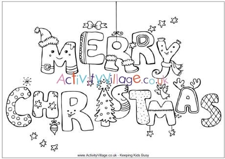 Merry Christmas colouring page