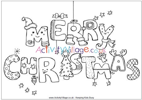 Merry Christmas colouring page