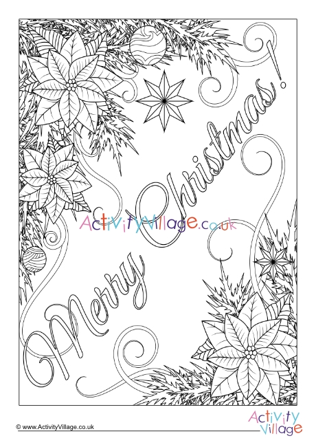 Merry Christmas doodle colouring page 2