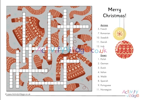 Merry Christmas languages crossword