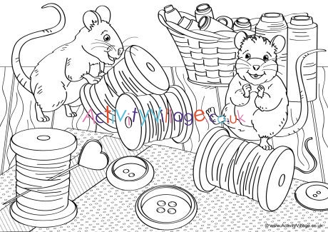 Mice Scene Colouring Page