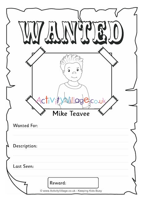 Mike Teavee Wanted poster