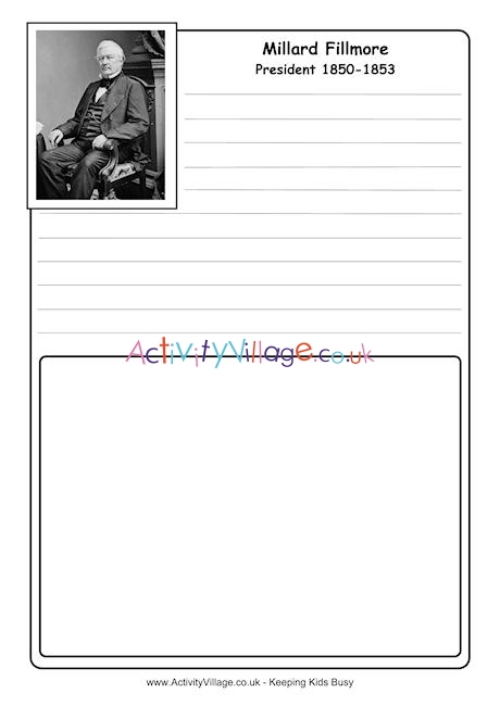 Millard Fillmore notebooking page