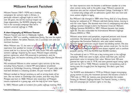 Millicent Fawcett Factsheet