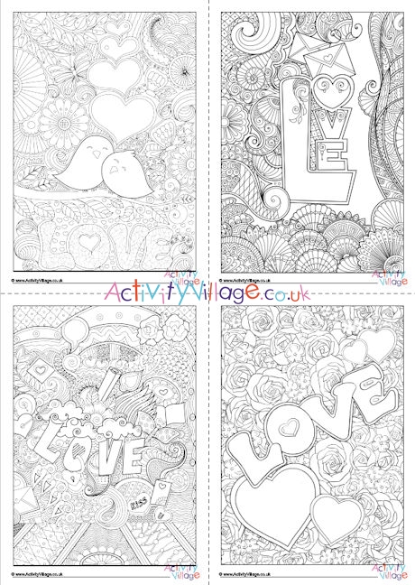 Mindfulness Valentine colouring pages