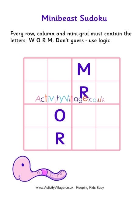Minibeast word sudoku - easy
