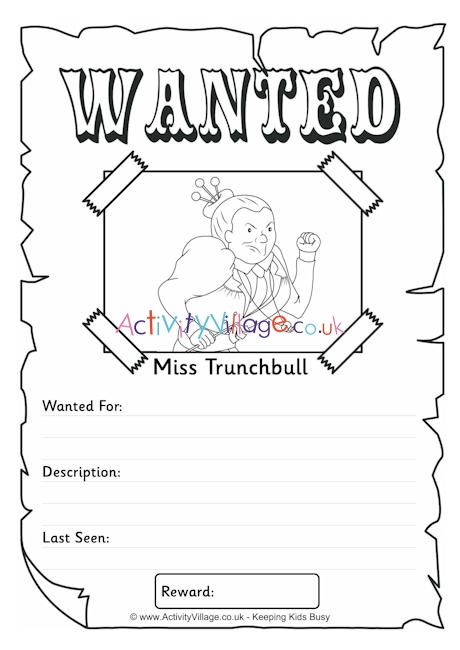 Miss Trunchbull Wanted poster