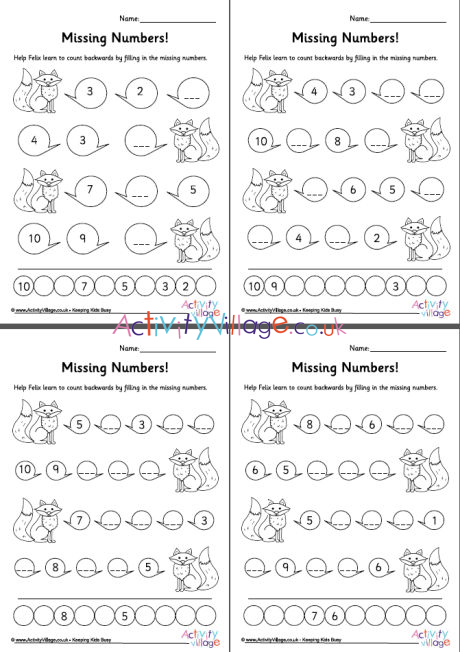Missing Numbers Worksheet Set 2 Missing Numbers Worksheet Set 2