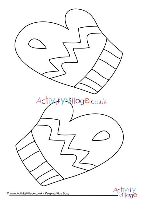 Mittens colouring page 2