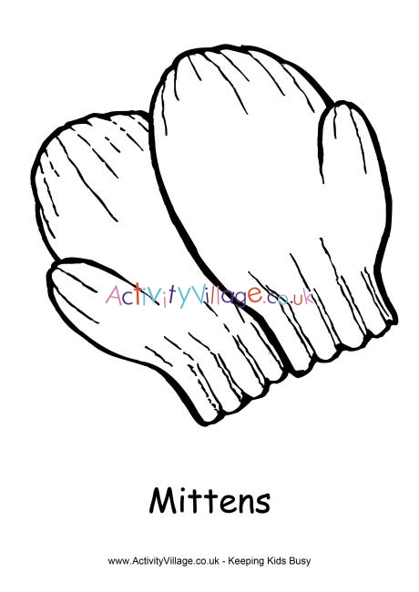 Mittens colouring page