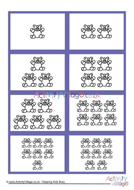 Mix and match counting teddies cards 1 to 10