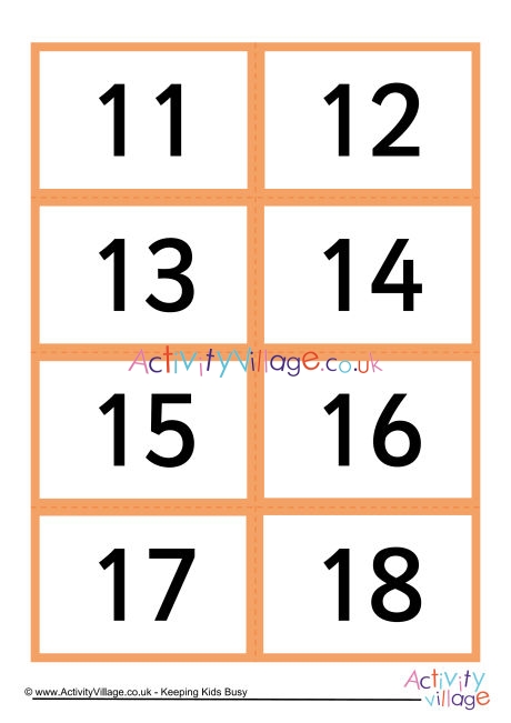 Mix and match number symbol cards 11 to 20