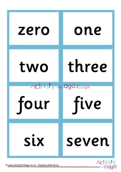 Mix and match number word cards 0 to 10