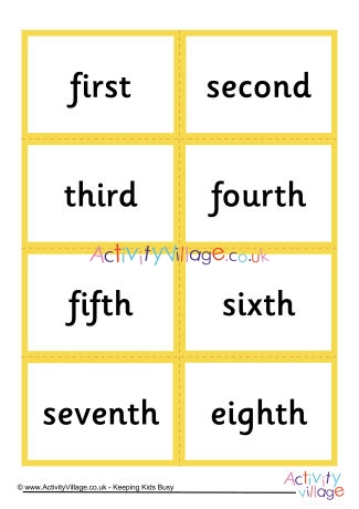 Mix and match ordinal number word cards