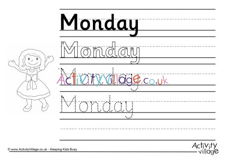 Monday Handwriting Worksheet
