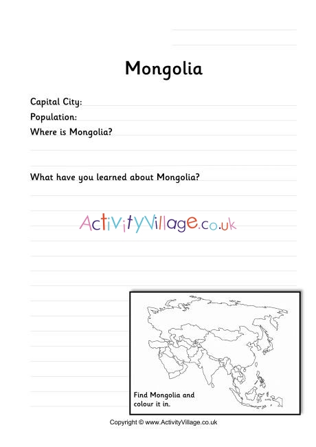 Mongolia Worksheet