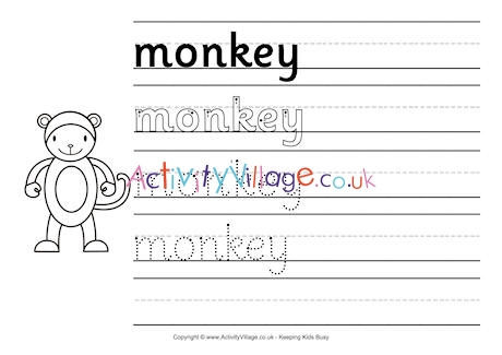 Monkey handwriting worksheet