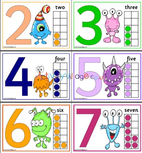 Monster number posters 0 to 10