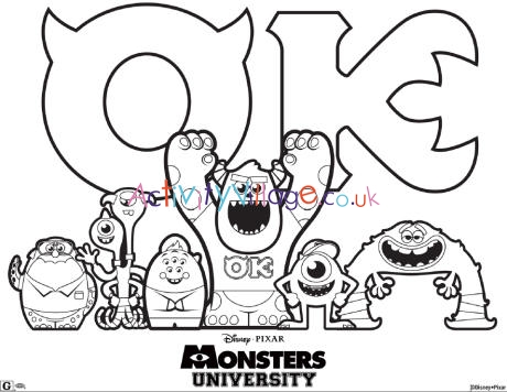Monsters university colouring page