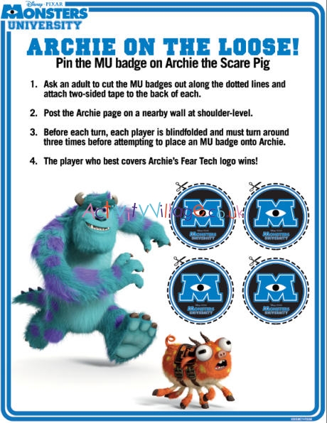 Monsters university - pin the badge on archie