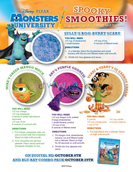 Monsters university spooky smoothy recipes