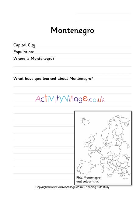 Montenegro Worksheet