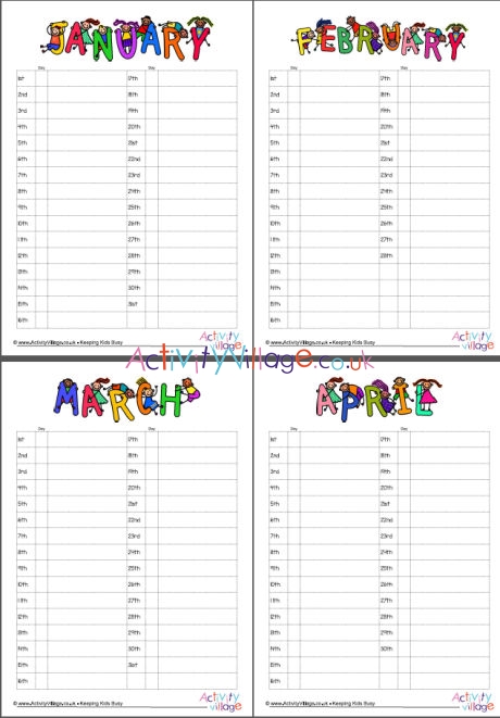 Monthly Planner Pages - Toddler Design