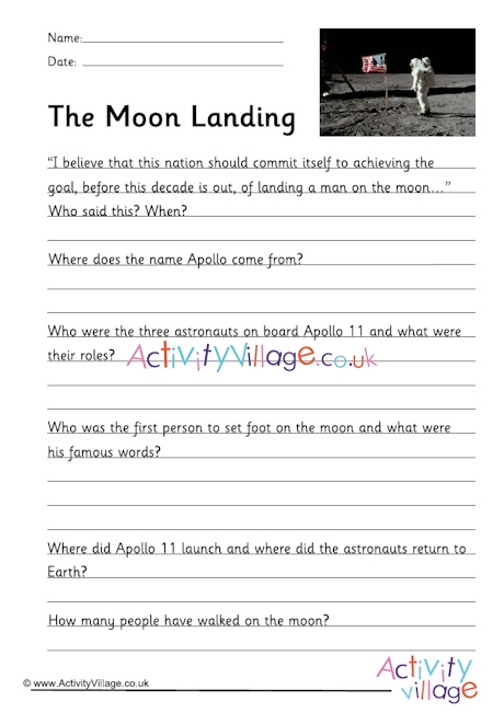 Moon Landing Research Worksheet