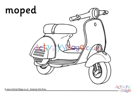 Moped Colouring Page
