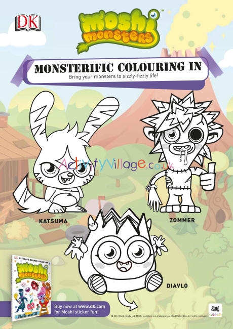 Moshi monsters colouring page 