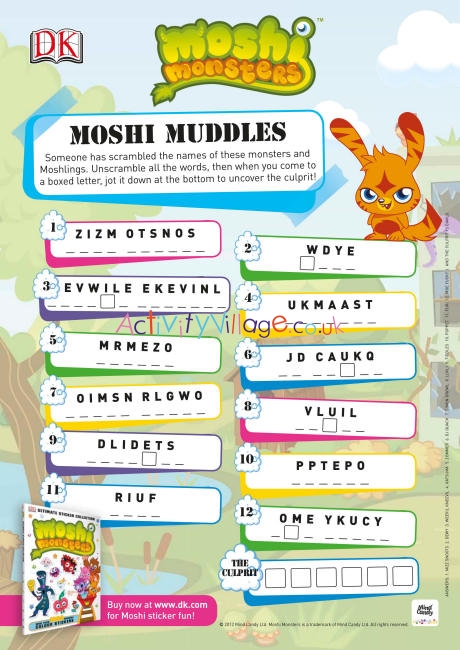 Moshi monsters word scramble