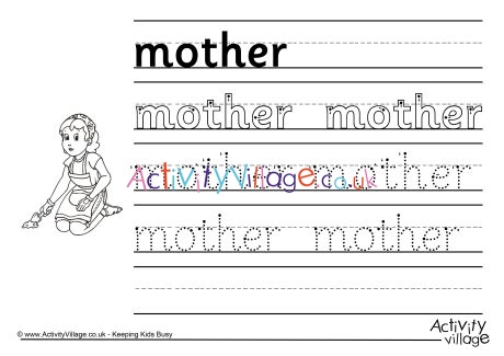 Mother Handwriting Worksheet