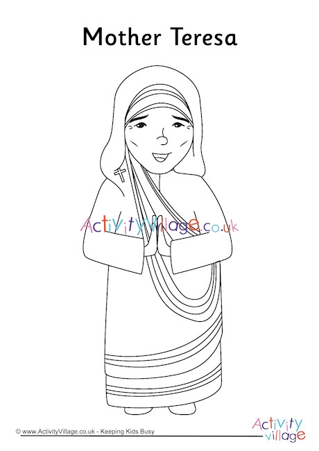 Mother Teresa Colouring Page 1