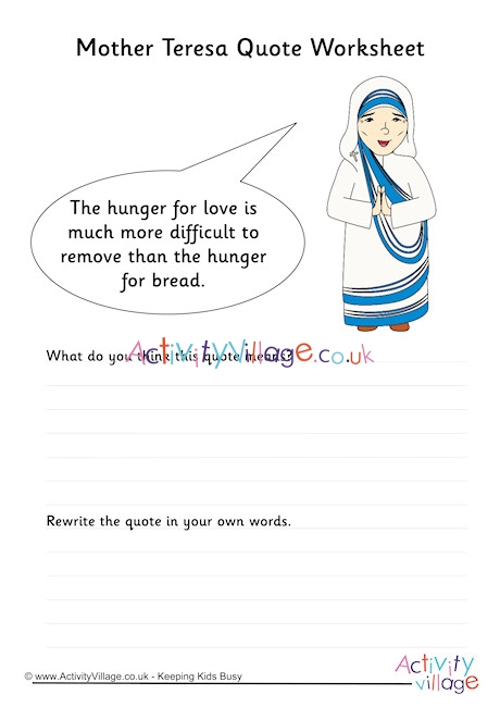 Mother Teresa Quote Worksheet 1