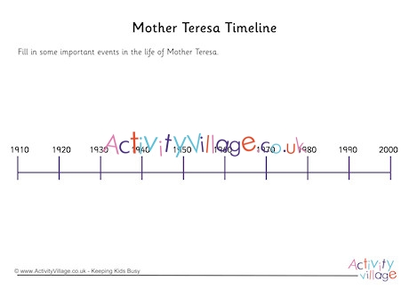 Mother Teresa Timeline Workheet