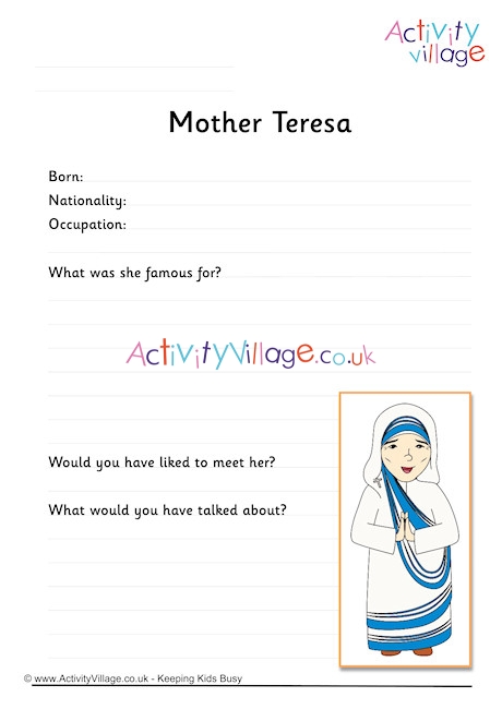 Mother Teresa worksheet