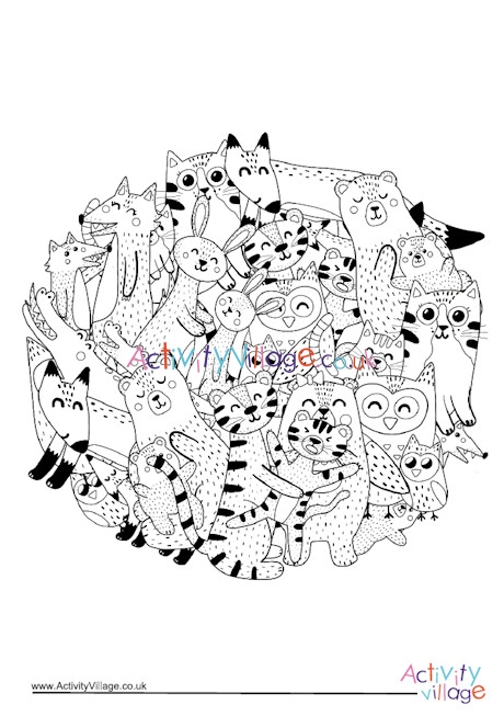 Mothers and babies circle colouring page
