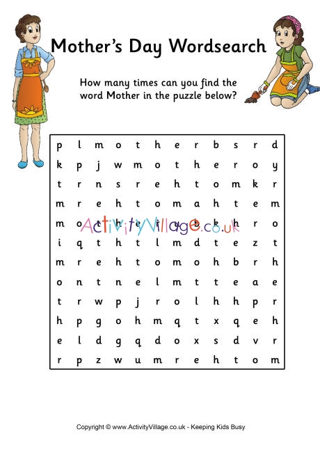 Mother's Day word search 2