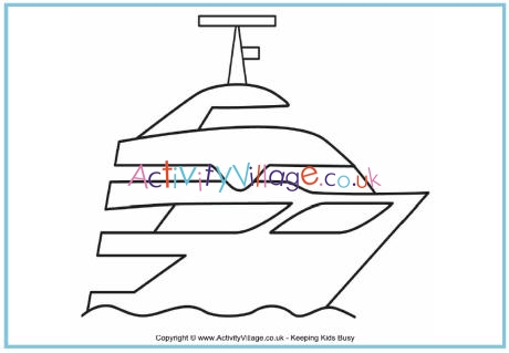 Motor boat colouring page