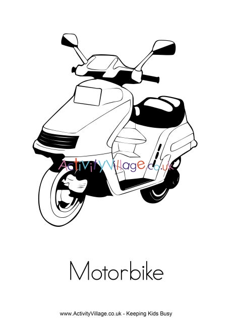 Motorbike colouring page