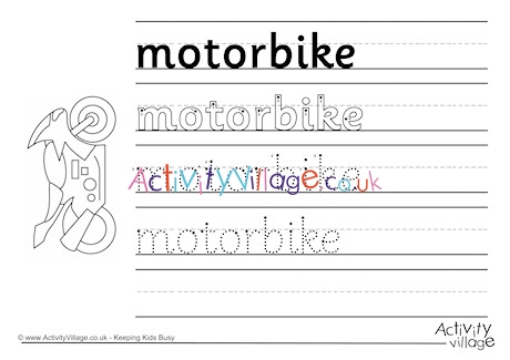 Motorbike Handwriting Worksheet