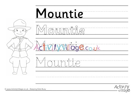 Mountie Handwriting Worksheet