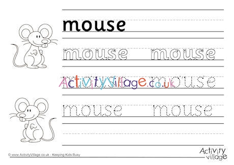 Mouse Handwriting Worksheet